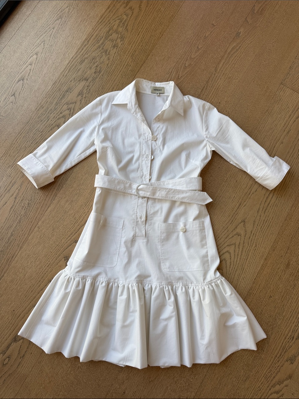 Women' sWhite Shirt Dress with Belted Waist